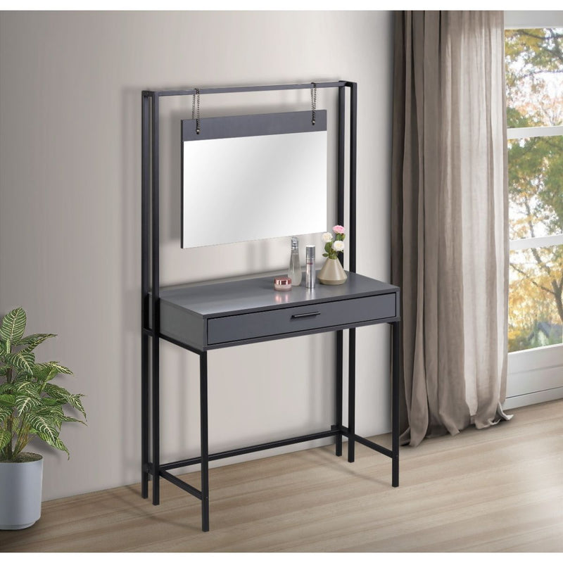 Zahra dressing table with mirror in matte grey