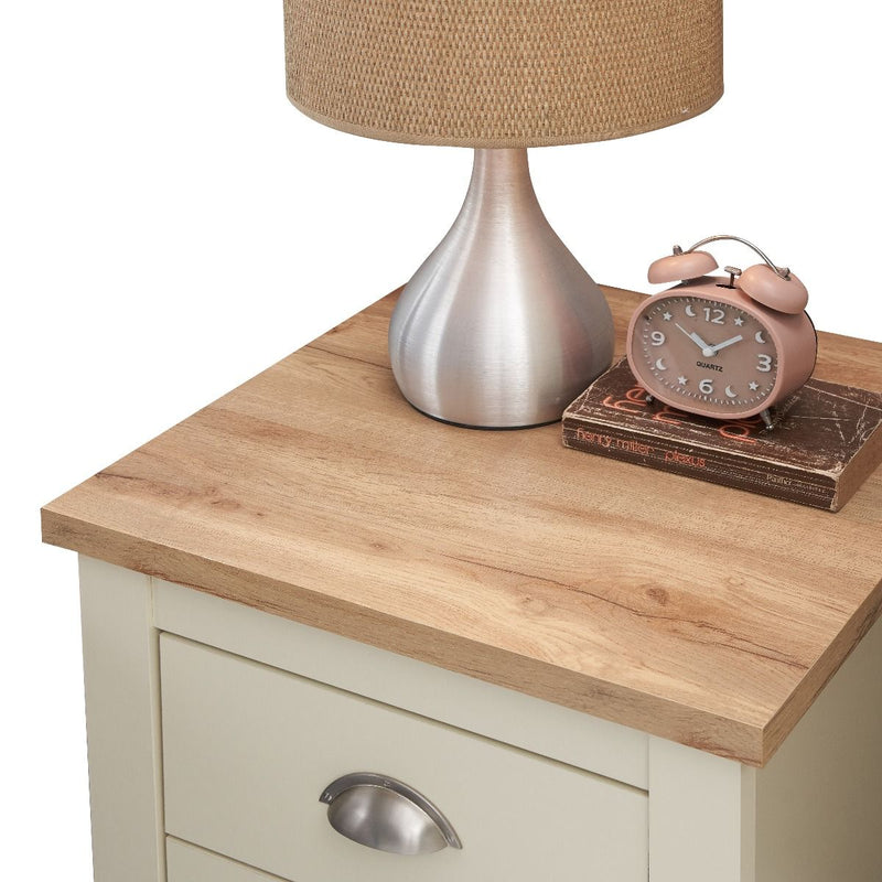 Lisbon 2 drawer bedside table / lamp table in cream & oak