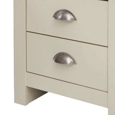 Lisbon 2 drawer bedside table / lamp table in cream & oak