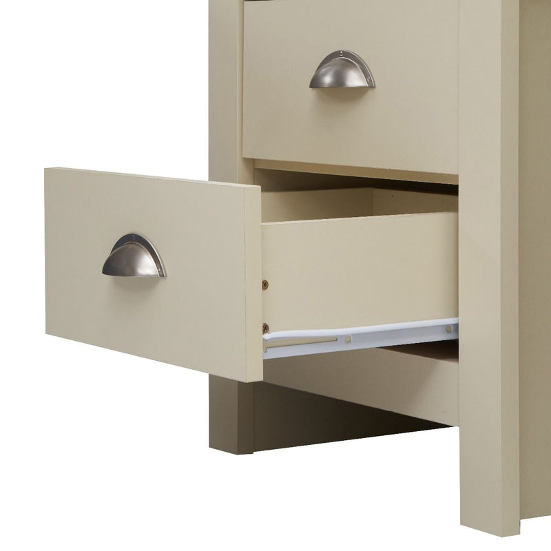 Lisbon 2 drawer bedside table / lamp table in cream & oak