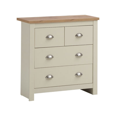 Lisbon 4 drawer chest of drawers in cream & oak