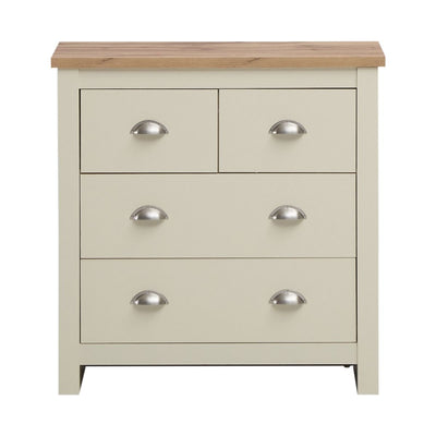 Lisbon 4 drawer chest of drawers in cream & oak