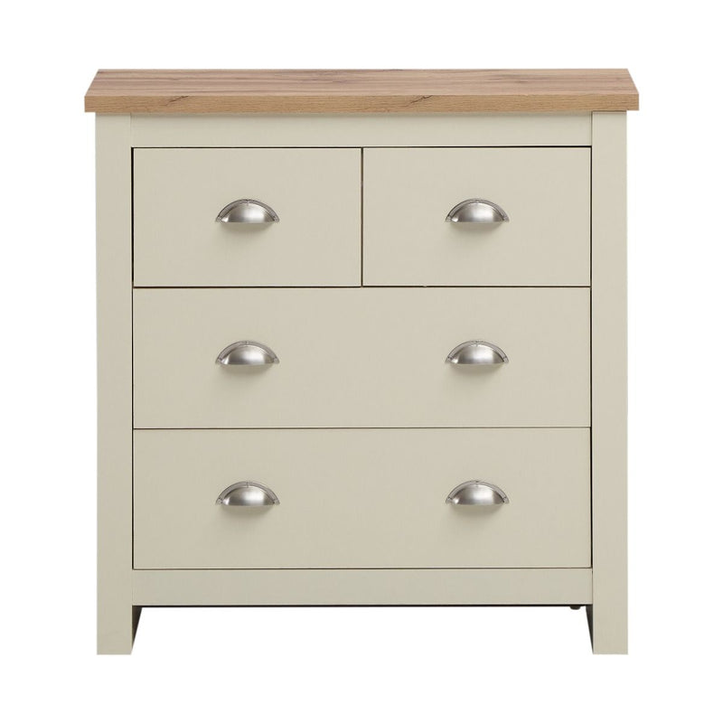 Lisbon 4 drawer chest of drawers in cream & oak