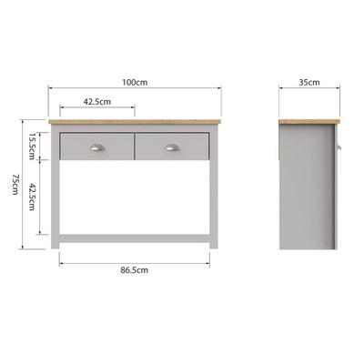 Lisbon console table with 2 drawers in grey & oak