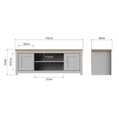 Lisbon TV unit stand with 2 doors in grey & oak