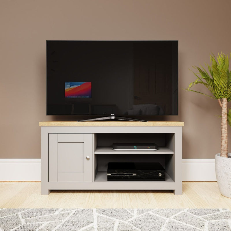 Lisbon TV unit stand with 1 door in grey & oak