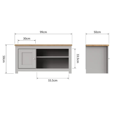 Lisbon TV unit stand with 1 door in grey & oak