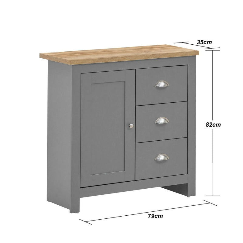 Lisbon sideboard with 1 door 3 drawers in grey & oak