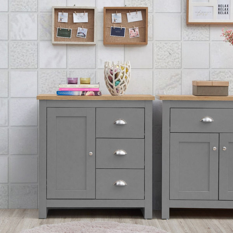 Lisbon sideboard with 1 door 3 drawers in grey & oak