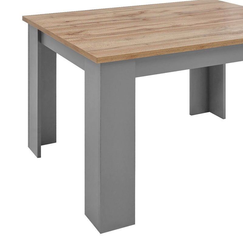 Lisbon 3 piece dining set: 120cm table, 2 benches in grey & oak