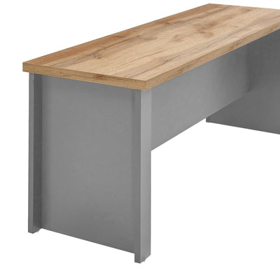 Lisbon 3 piece dining set: 120cm table, 2 benches in grey & oak