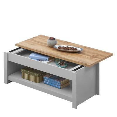 Lisbon slide top coffee table in grey & oak