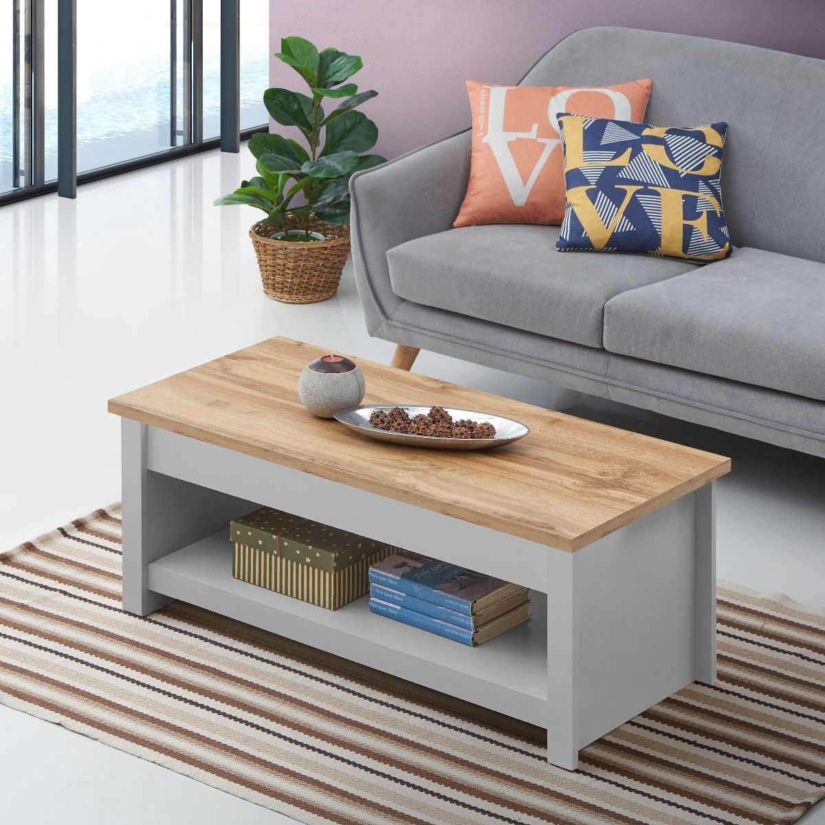 Lancaster lift up coffee deals table grey