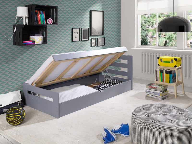 Wooden Single Bed Nela with Storage