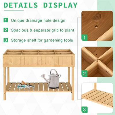 8 Compartment Plant Stand Oak Tone