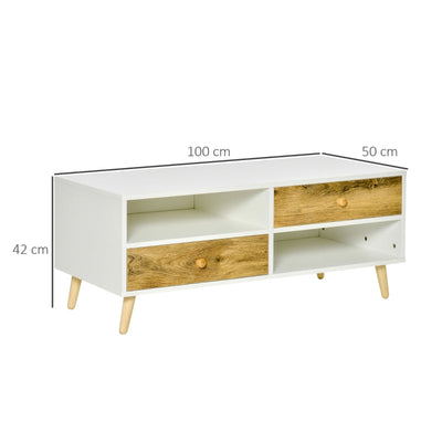 Coffee Table Rectangular End Side , White Brown