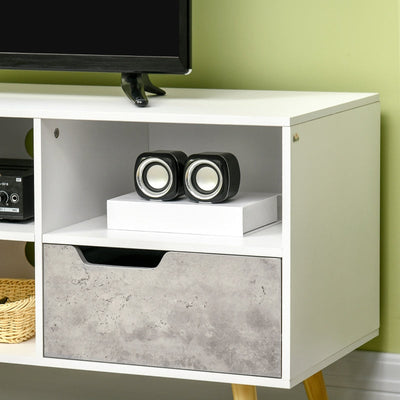 Boxy Six-Compartment TV Cabinet - White/Grey