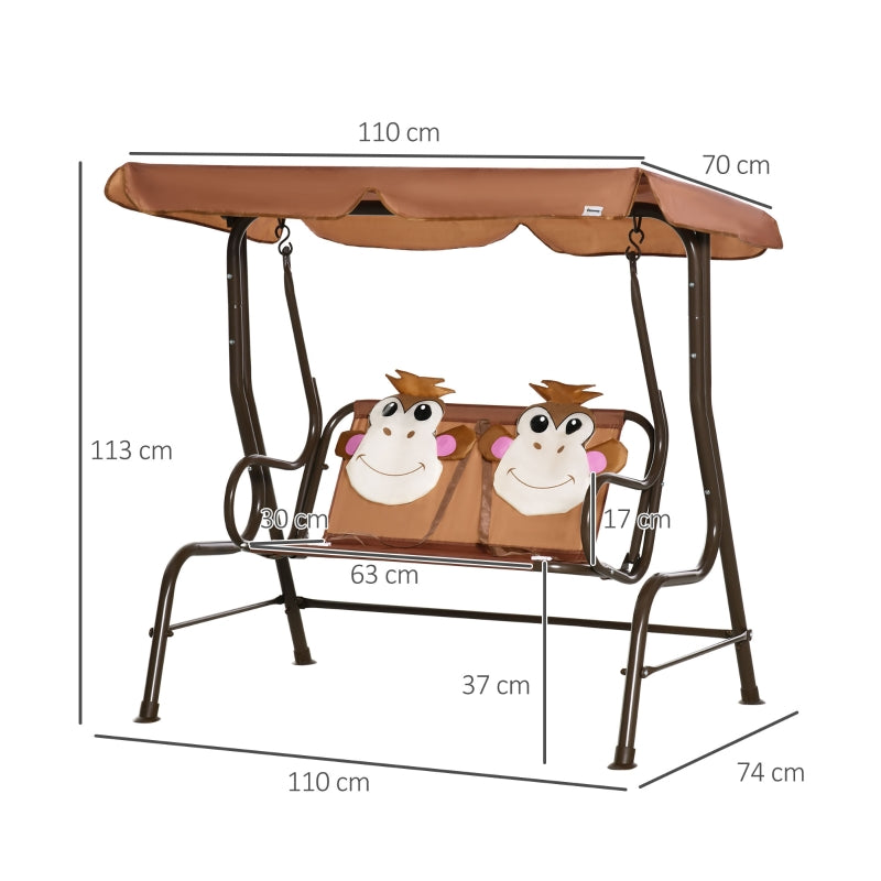 Columpio de patio para niños de 2 asientos con dosel 