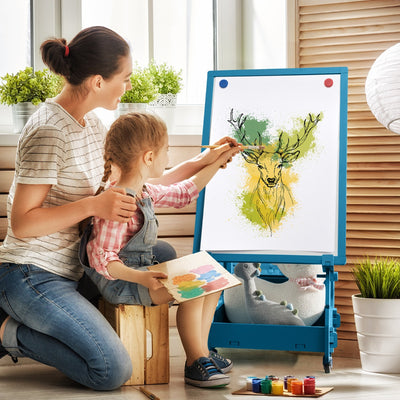 Multifunctional Art Easel with Storage for Kids-Navy