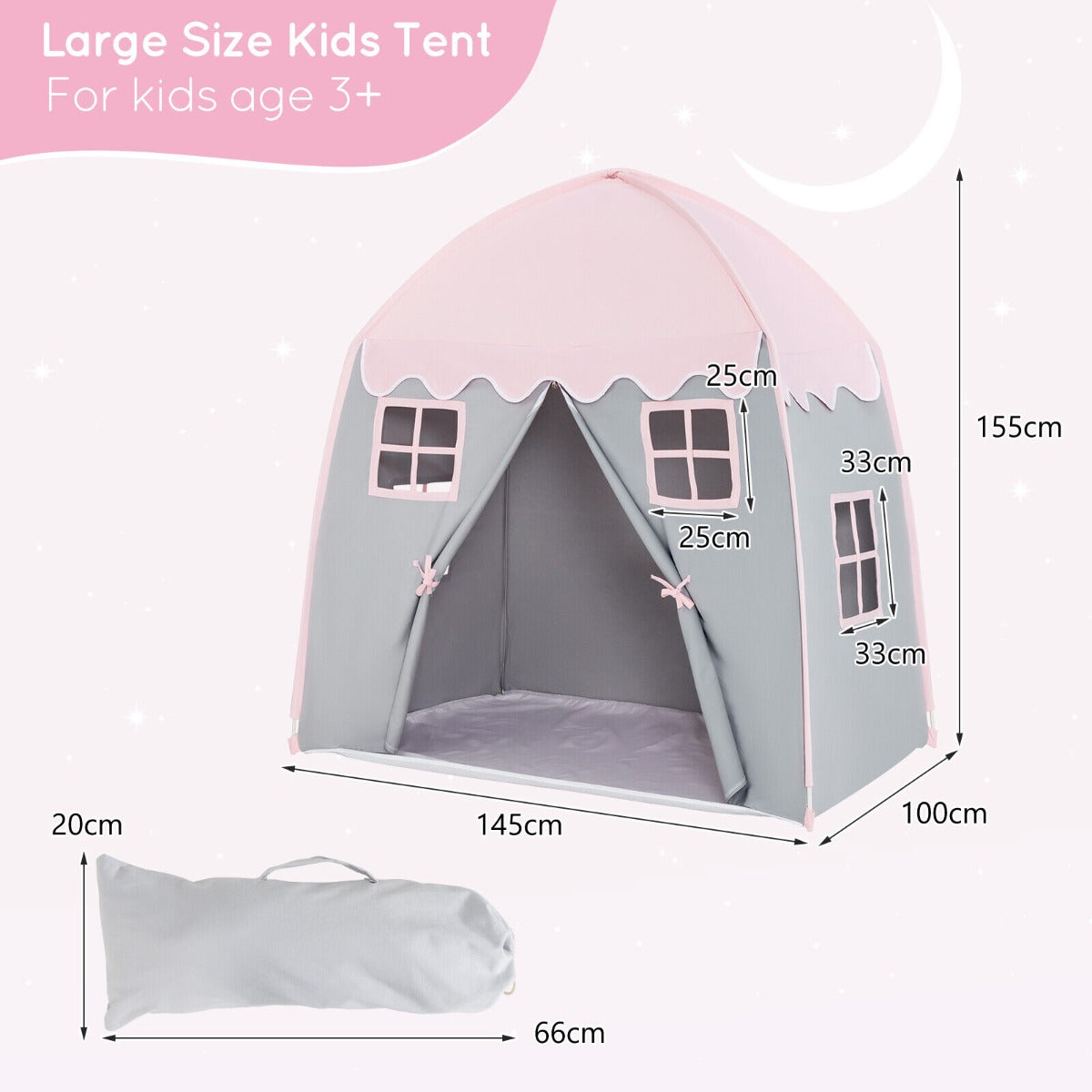 Large Indoor Outdoor Portable Fairy Kids Play Tent with Storage