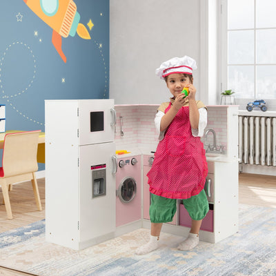 Kids Corner Play Kitchen with Apron and Chef Hat