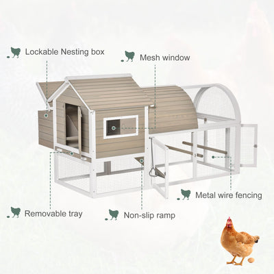 Wooden Chicken Coop Outdoor Hen House, Removable Tray Nesting Box Grey