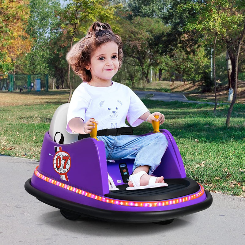 Coche de choque para niños con luces intermitentes de colores y música (morado) 