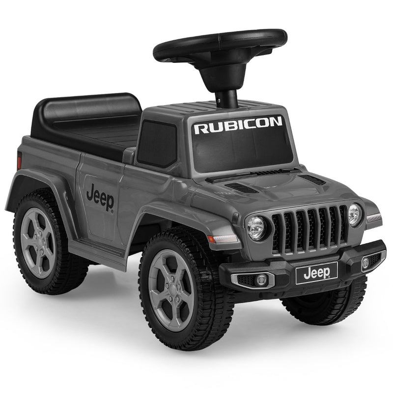 Jeep Ride On Push Car con licencia, volante y sonido de motor para niños de 18 a 36 meses, color gris