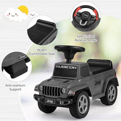 Jeep Ride On Push Car con licencia, volante y sonido de motor para niños de 18 a 36 meses, color gris