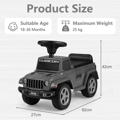 Jeep Ride On Push Car con licencia, volante y sonido de motor para niños de 18 a 36 meses, color gris