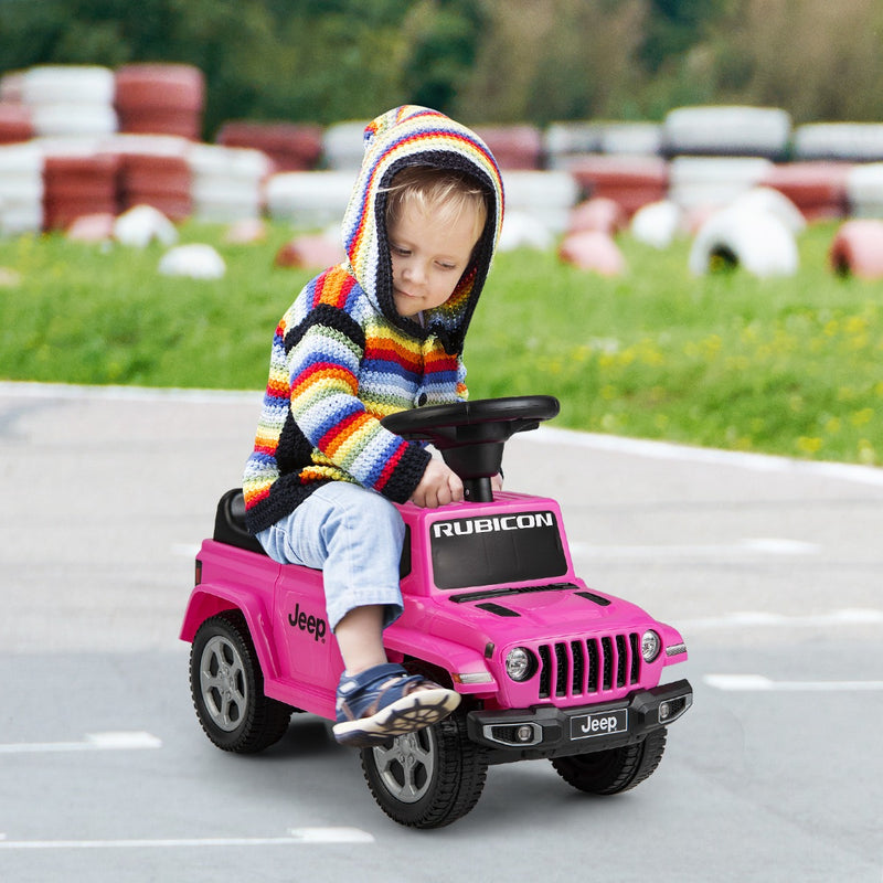 Licensed Jeep Ride On Push Car with Steering Wheel and Engine Sound for Ages 18-36 Months-Pink