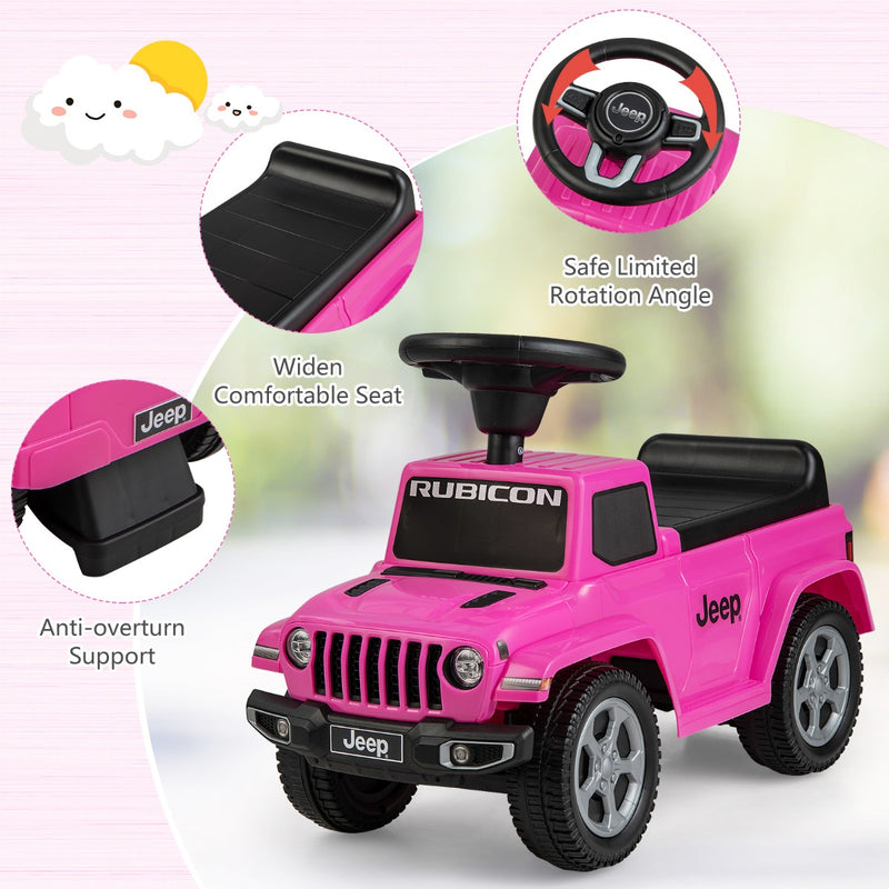 Licensed Jeep Ride On Push Car with Steering Wheel and Engine Sound for Ages 18-36 Months-Pink