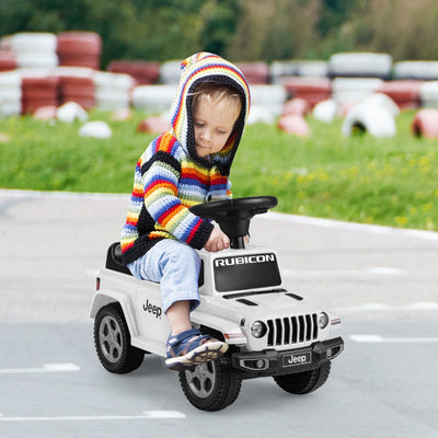 Licensed Jeep Ride On Push Car with Steering Wheel and Engine Sound for Ages 18-36 Months-White