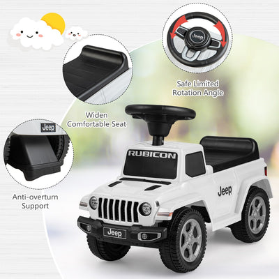 Licensed Jeep Ride On Push Car with Steering Wheel and Engine Sound for Ages 18-36 Months-White