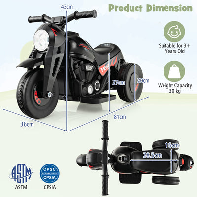 Motocicleta eléctrica para niños de 6 V con máquina para hacer burbujas, color negro