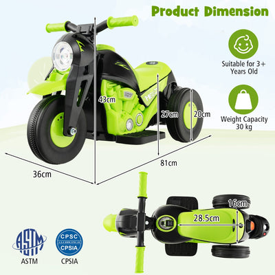 Motocicleta eléctrica para niños de 6 V con máquina para hacer burbujas, color verde