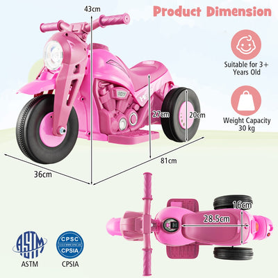 Motocicleta eléctrica para niños de 6 V con máquina para hacer burbujas, color rosa