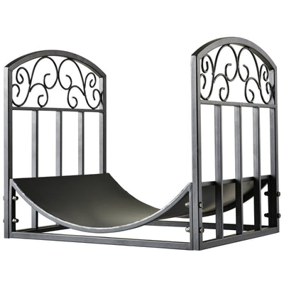 Outsunny Iron Arched Log Rack Black