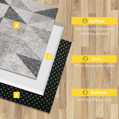 HOMCOM Modern Grey Rug, Geometric Area Rugs Large Carpet for Living Room, Bedroom, Dining Room, 160x230 cm