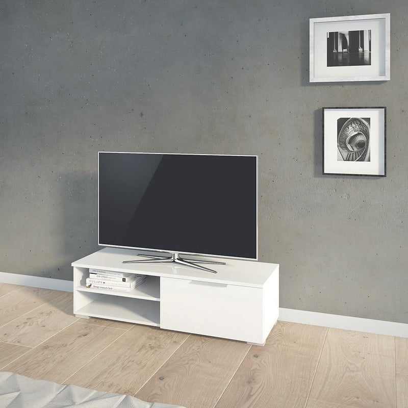 Match - TV Unit 1 Drawers 2 Shelf in White High Gloss