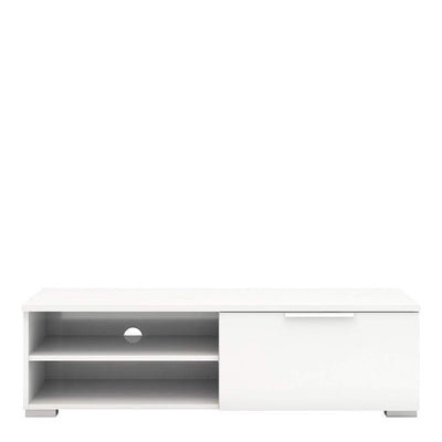 Match - TV Unit 1 Drawers 2 Shelf in White High Gloss