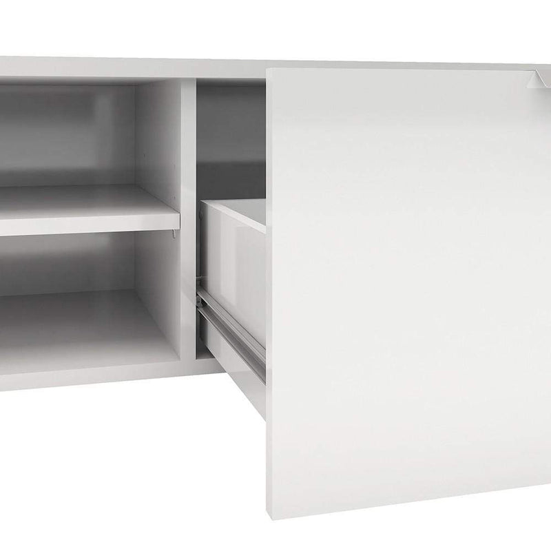 Match - TV Unit 1 Drawers 2 Shelf in White High Gloss