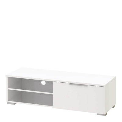 Match - TV Unit 1 Drawers 2 Shelf in White High Gloss