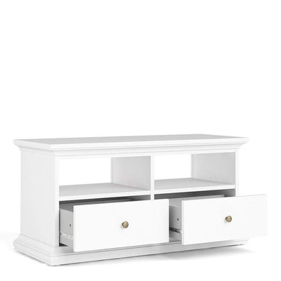 Paris - TV Unit - 2 Drawers 2 Shelves in White