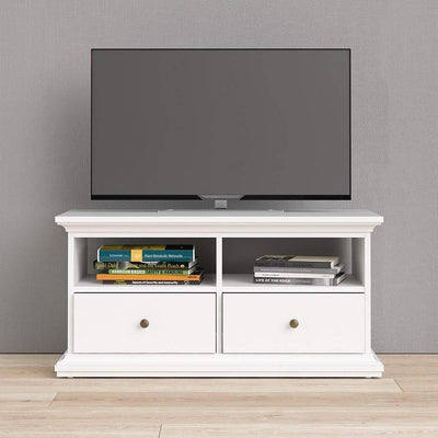 Paris - TV Unit - 2 Drawers 2 Shelves in White