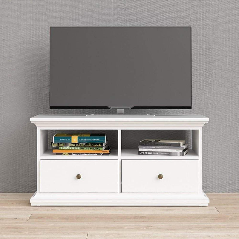 Paris - TV Unit - 2 Drawers 2 Shelves in White