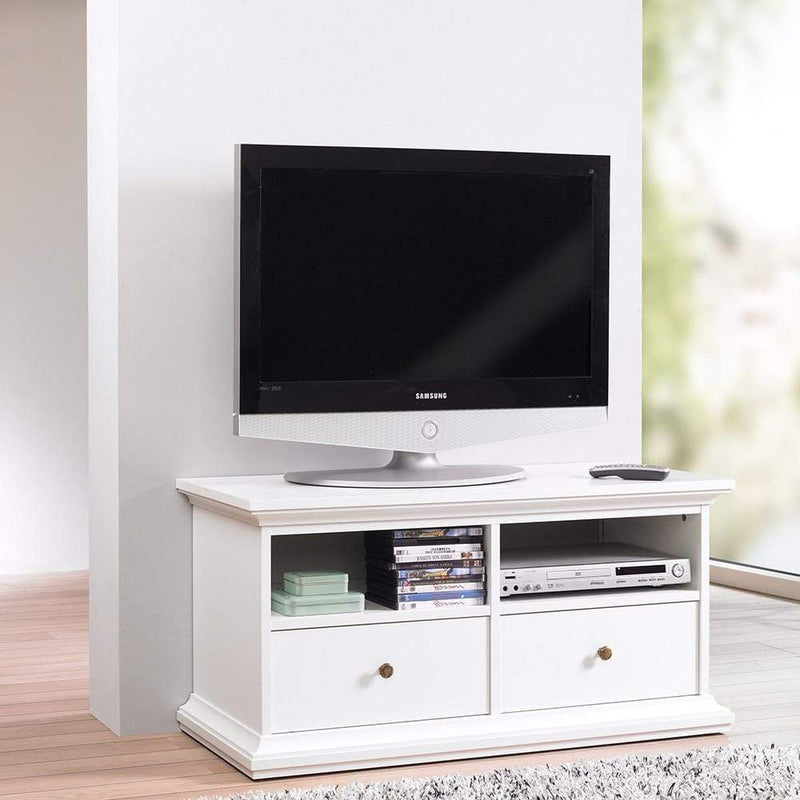 Paris - TV Unit - 2 Drawers 2 Shelves in White