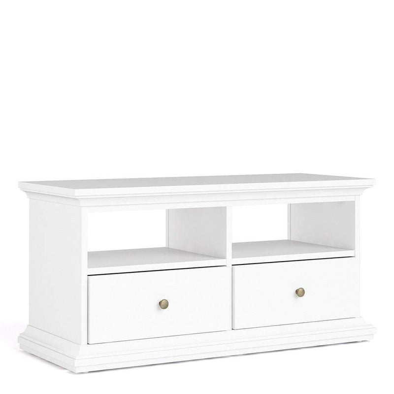 Paris - TV Unit - 2 Drawers 2 Shelves in White