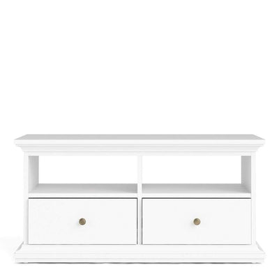 Paris - TV Unit - 2 Drawers 2 Shelves in White