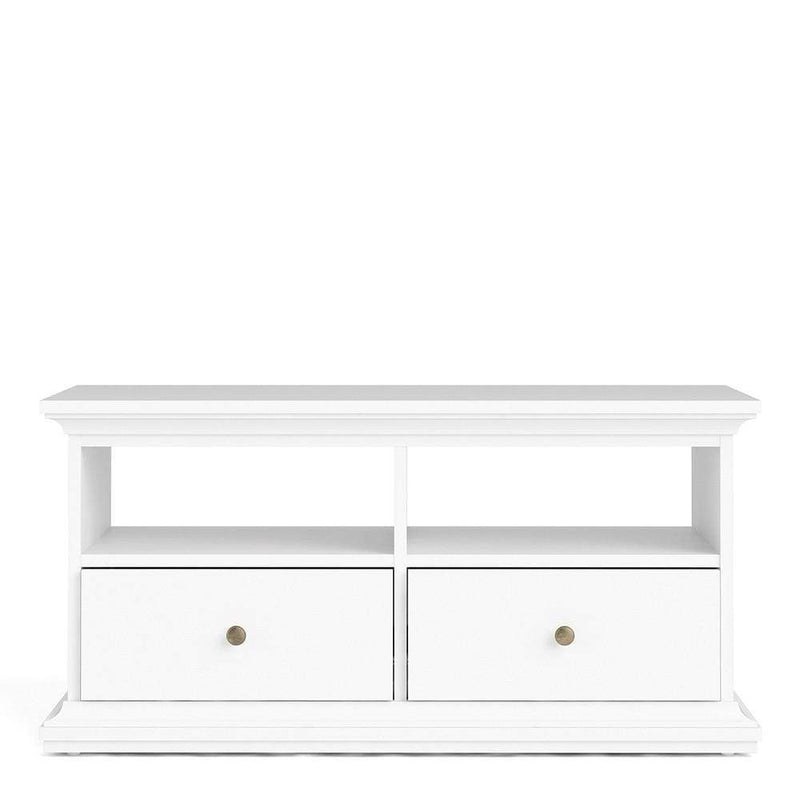 Paris - TV Unit - 2 Drawers 2 Shelves in White